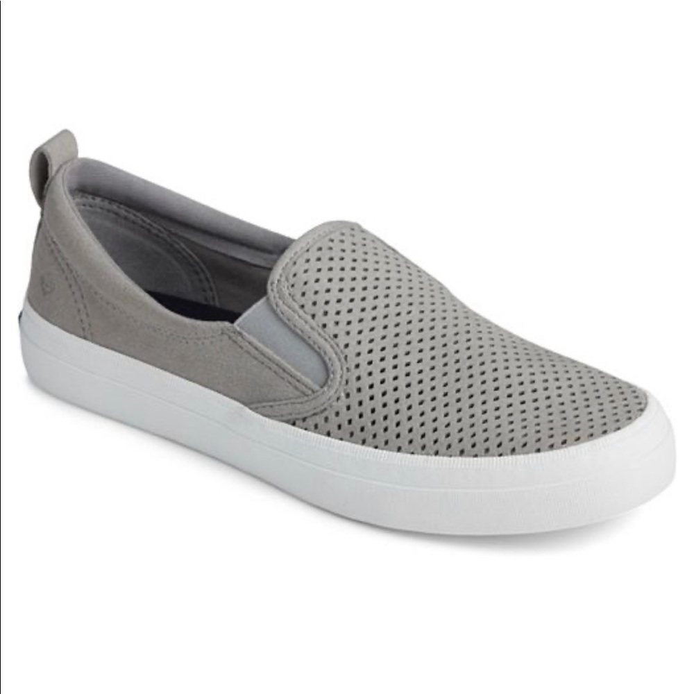 SPERRY TOP-SIDER LEATHER GREY SLIP-ONS - WOMEN